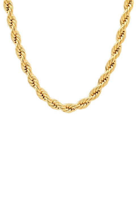 Men's 18k Gold Plated Rope Chain Necklace