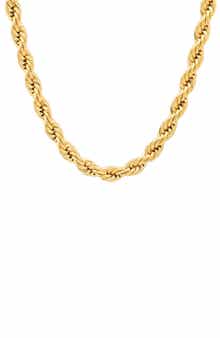 Men's 18k Gold Plated Rope Chain Necklace