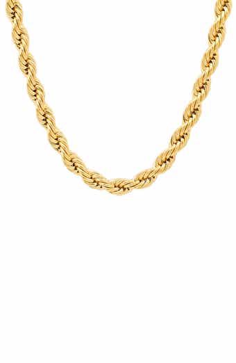 Men's 18k Gold Plated Rope Chain Necklace