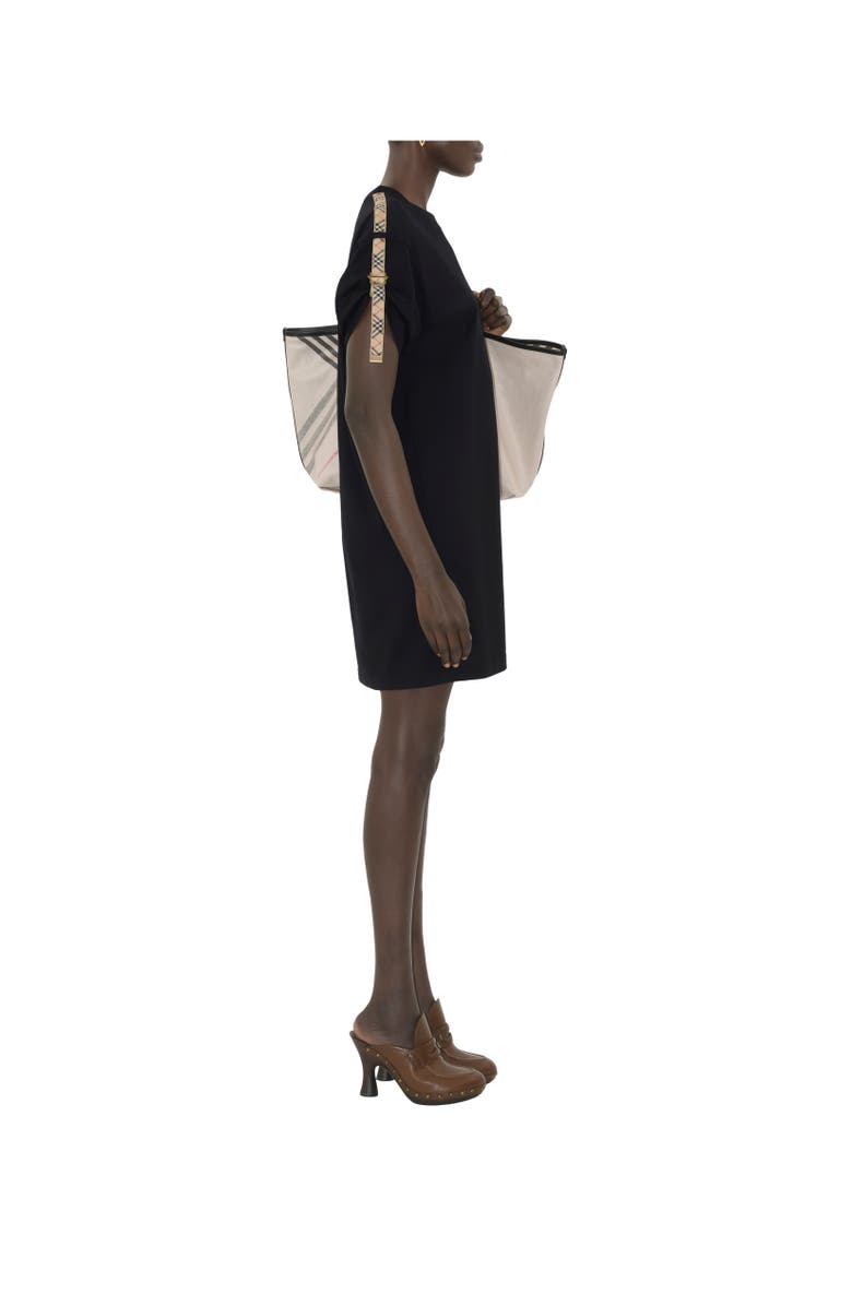 Burberry Check Trim Cotton T-shirt Dress, Alternate, color, Black