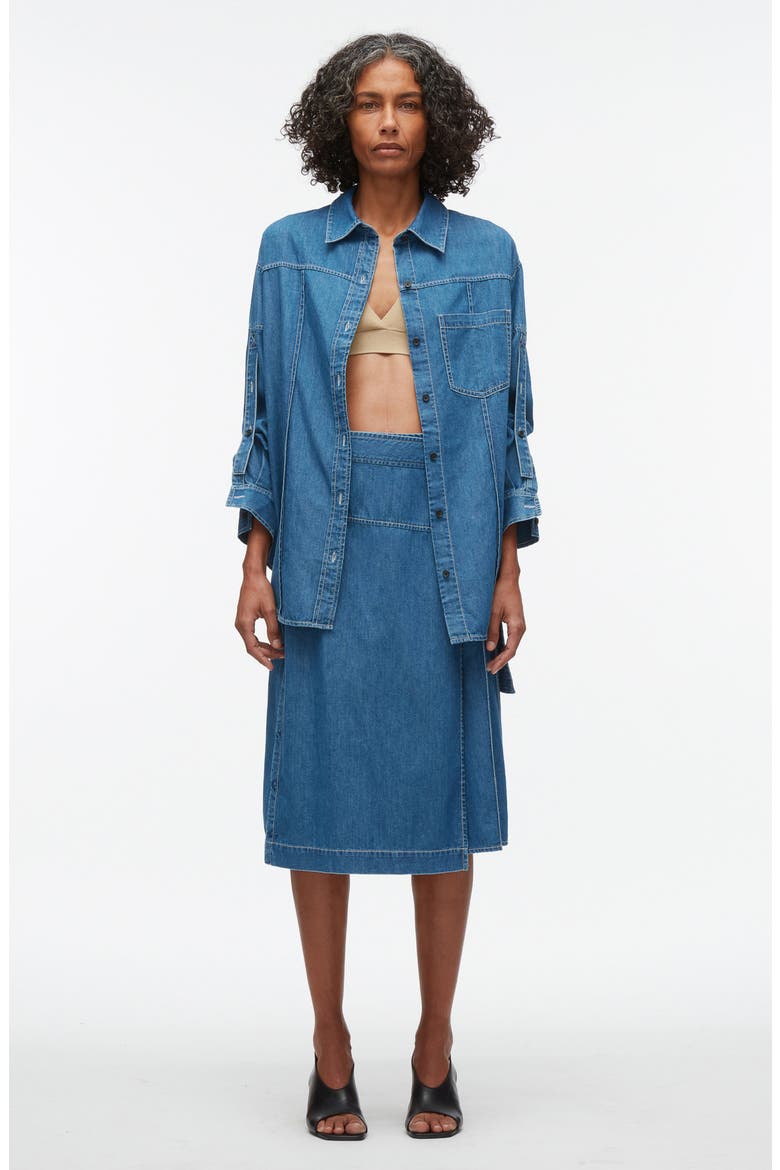 Oversized Cotton Chambray Shirt, Alternate, color, INDIGO