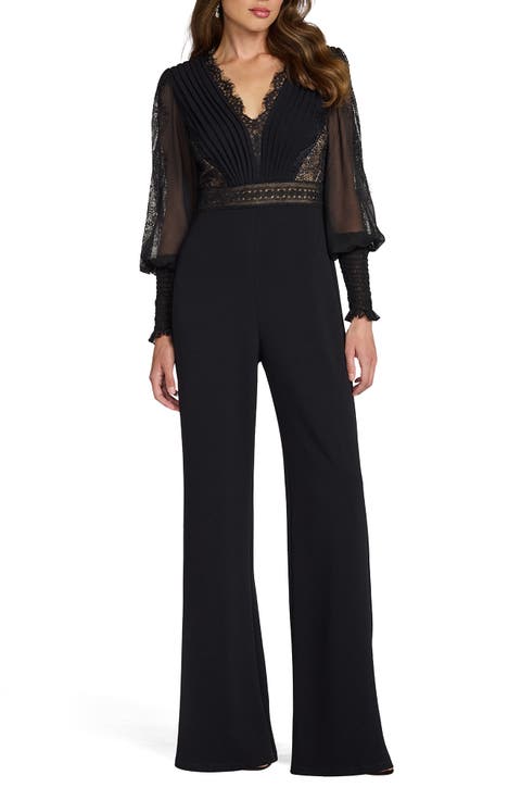 Pintuck Pleat Long Sleeve Jumpsuit