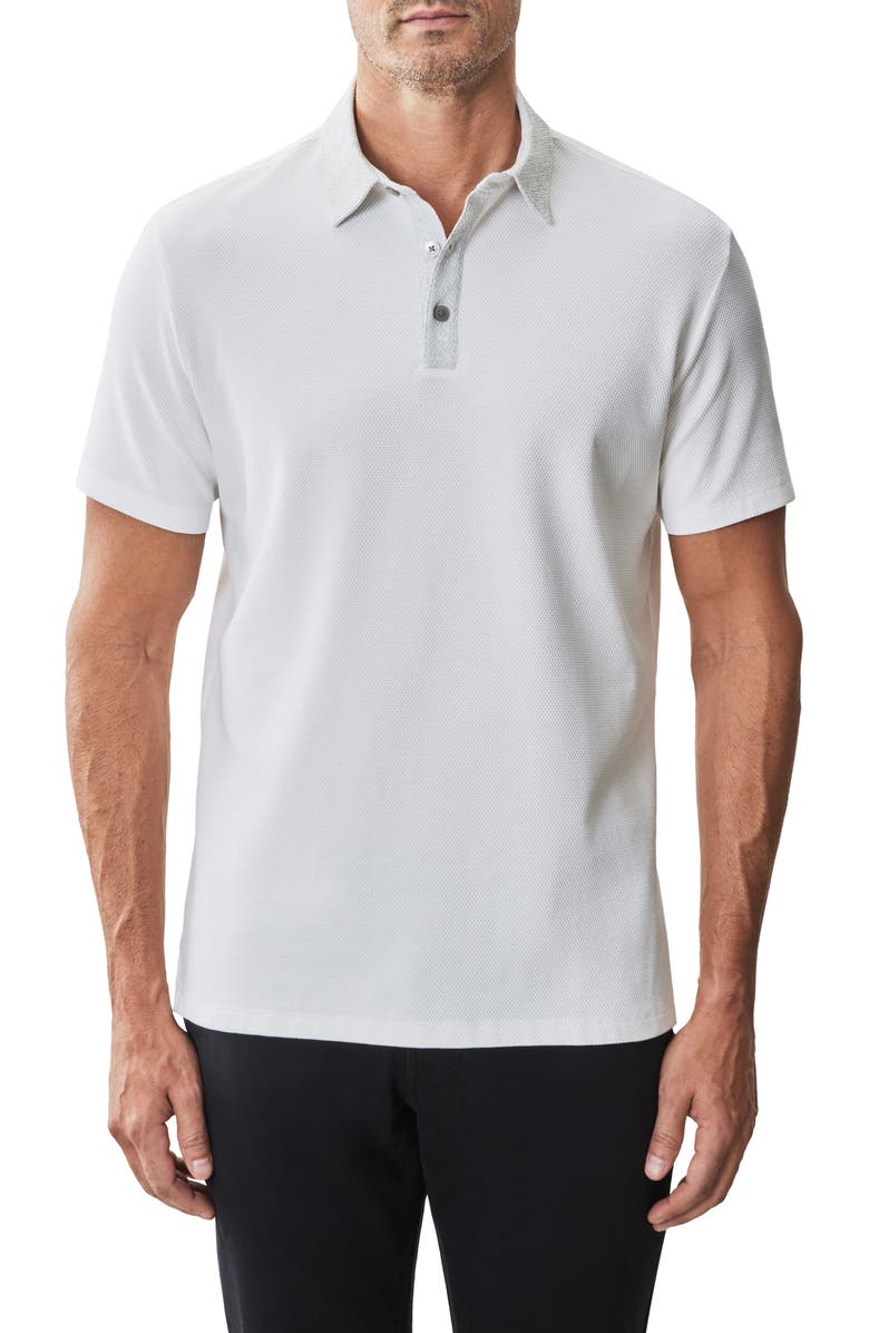 Robert Barakett Baytides Contrast Collar Polo, Main, color, White