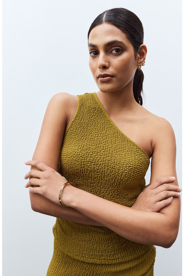 Texture One-Shoulder Top, Alternate, color, GREEN