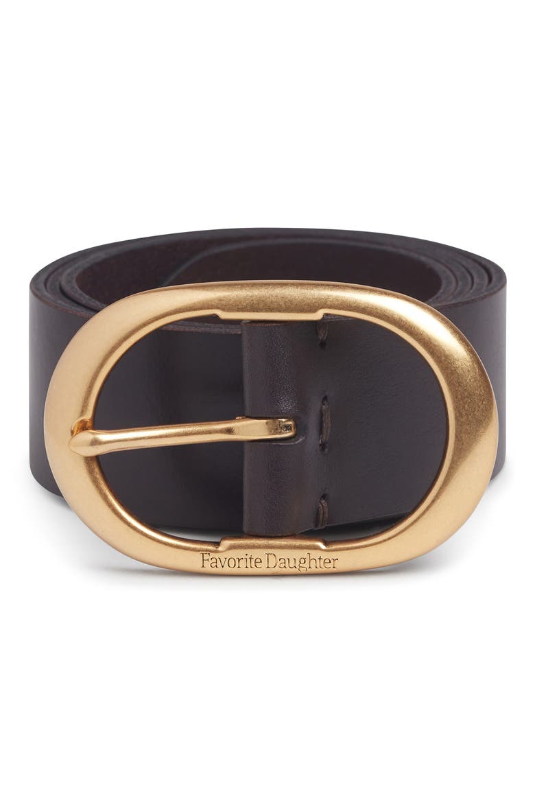 The Contour Leather Belt, Alternate, color, BROWN/ANTIQUE BRASS