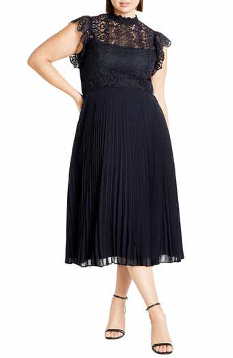 City Chic Livia Lace Yoke Sleeveless Fit & Flare Dress