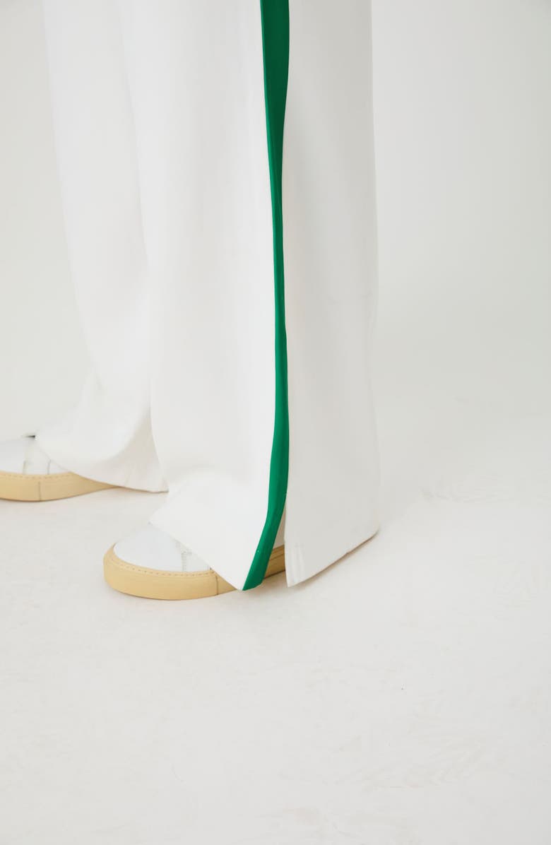 French Connection Stripe Side Pants, Alternate, color, White/Tambourine Green
