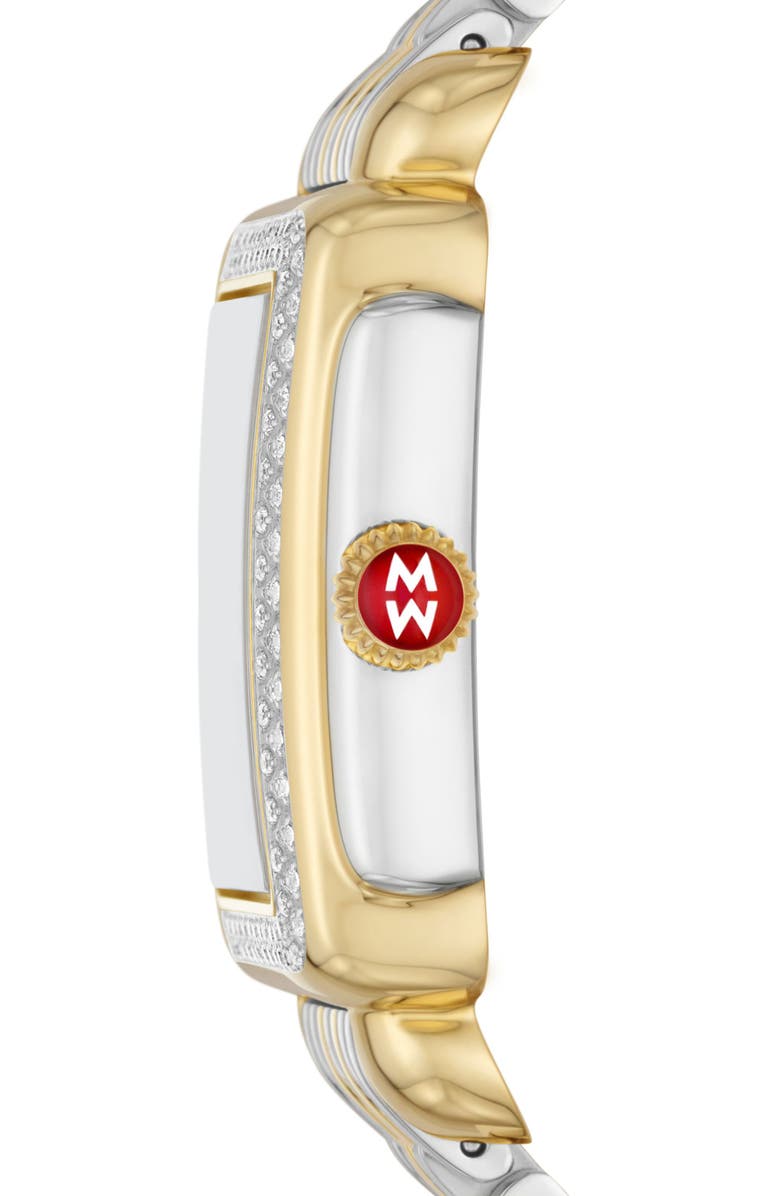MICHELE Deco Mid Diamond Two-Tone Bracelet Watch, 29mm x 31mm, Alternate, color, 