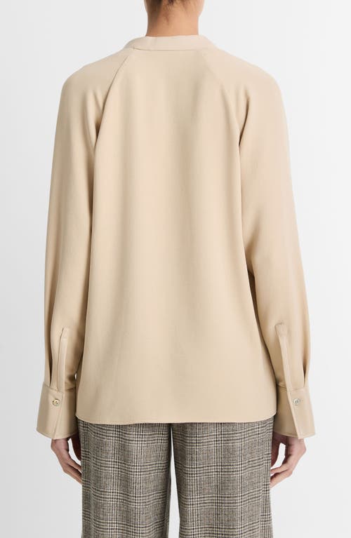 Shop Vince Faux Leather Trim Dolman Sleeve Top In Dark Ivory