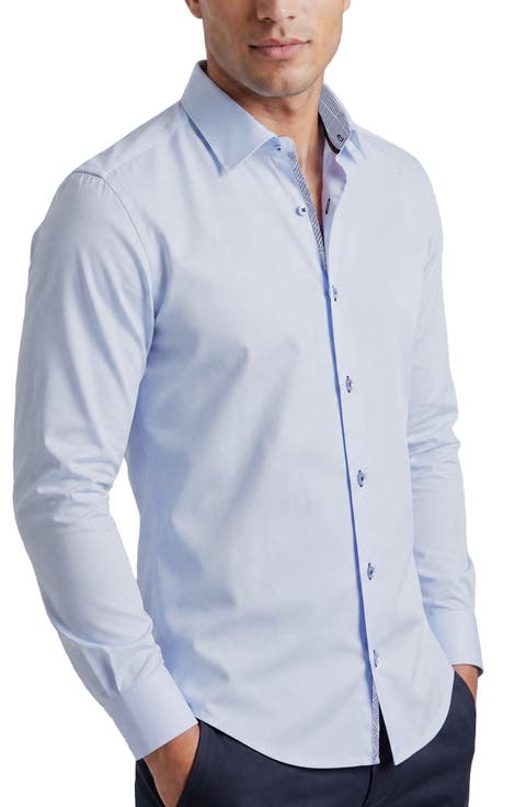 Stretch Cotton Long Sleeve Button Up Shirt