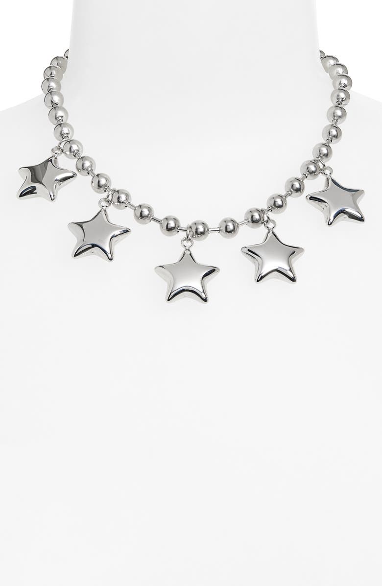 VIDAKUSH Bubble Five Star Ball Chain Necklace, Alternate, color, Silver