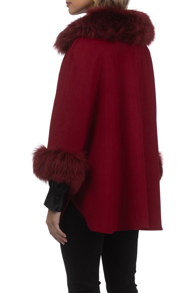 Select Wool Cape with Select Collar and Cuffs, Alternate, color, WINE