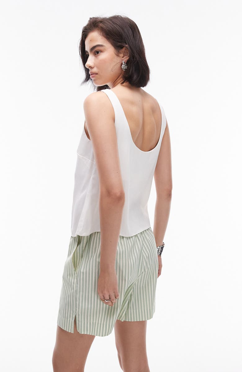 Topshop Scoop Neck Woven Tank, Alternate, color, Ivory