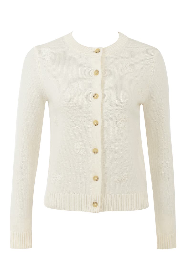 Poppie Embroidered Wool & Cashmere Cardigan, Alternate, color, IVORY