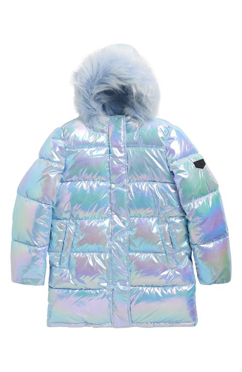 Kids' Iridescent Long Puffer Coat