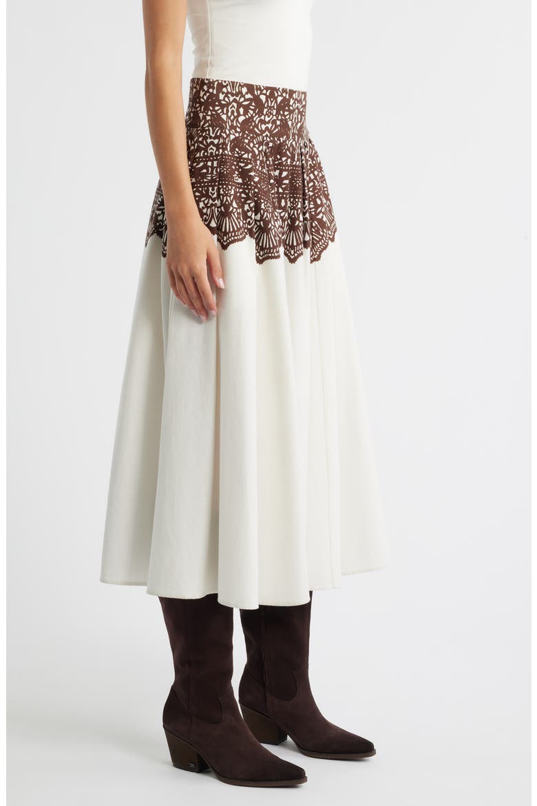 The Regency Pleated Maxi Skirt, Alternate, color, CREAM WITH WESTERN LACE PRINT