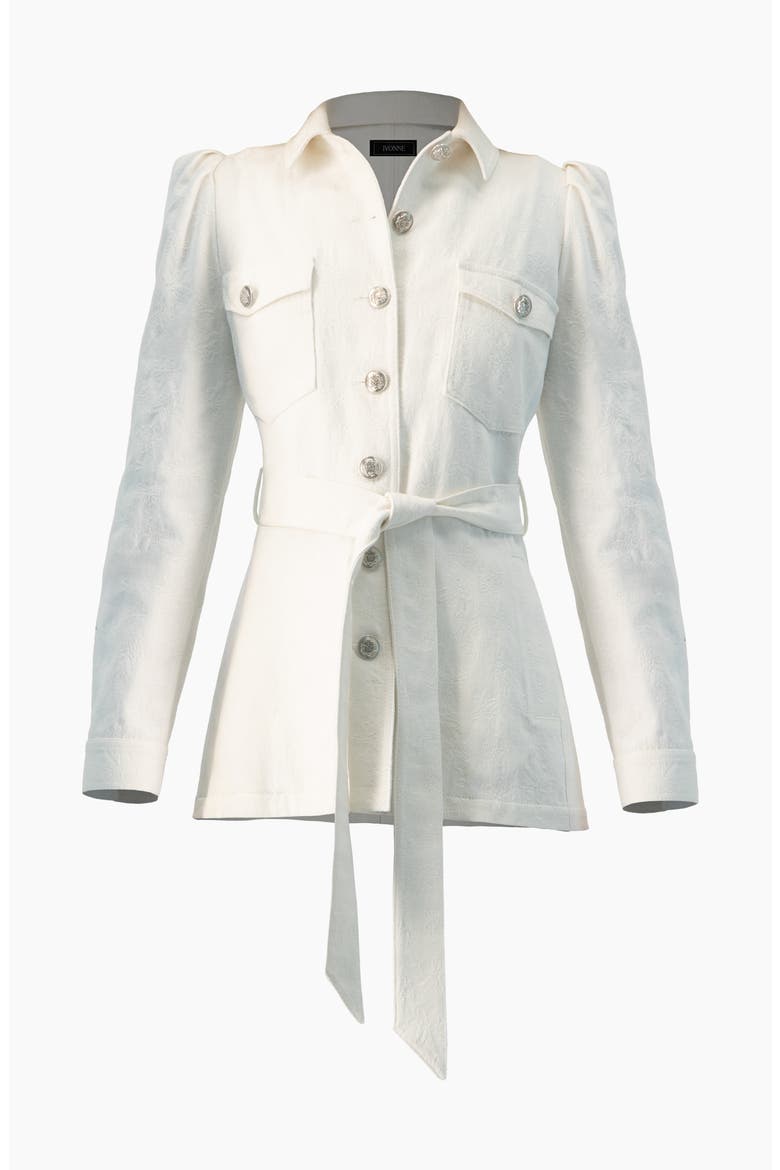 Long Biker Jacket with Belt, Alternate, color, White