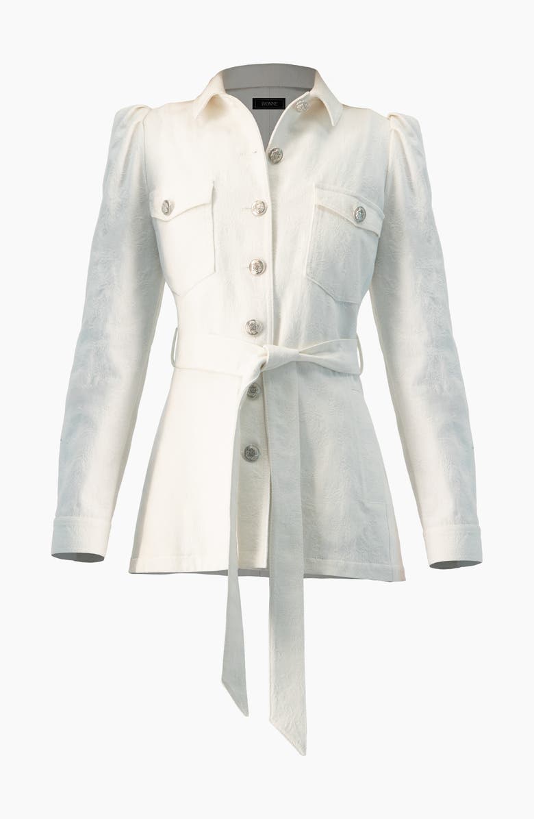IVONNE Long Biker Jacket with Belt, Alternate, color, White