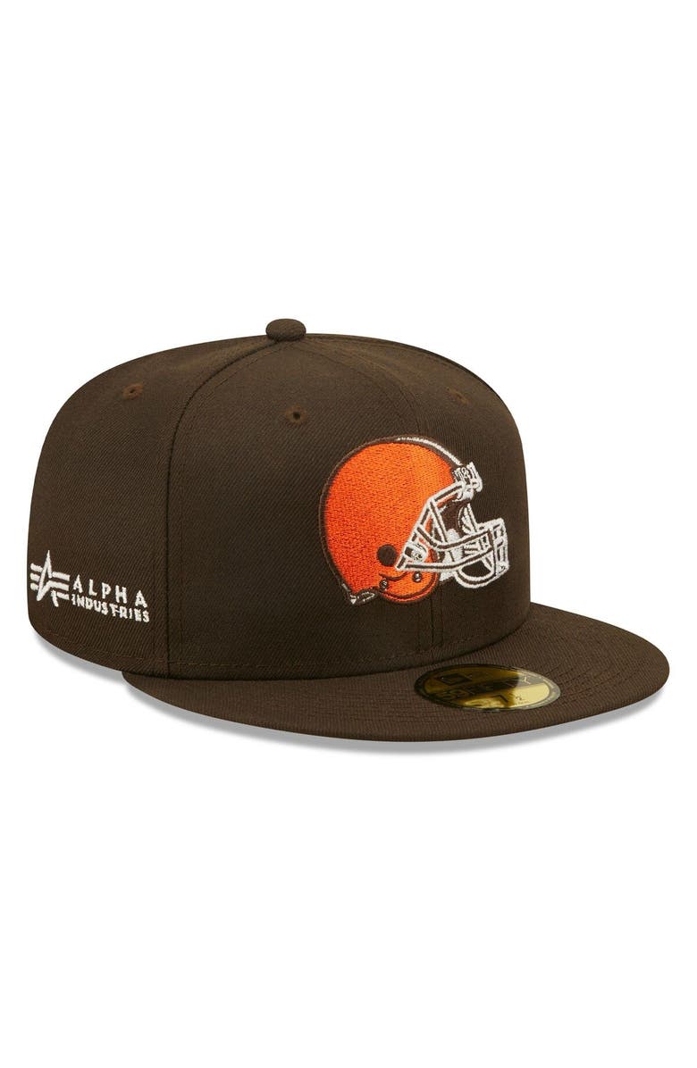 New Era x Alpha Industries Men's New Era x Alpha Industries Brown Cleveland Browns Alpha 59FIFTY Fitted Hat, Main, color, 
