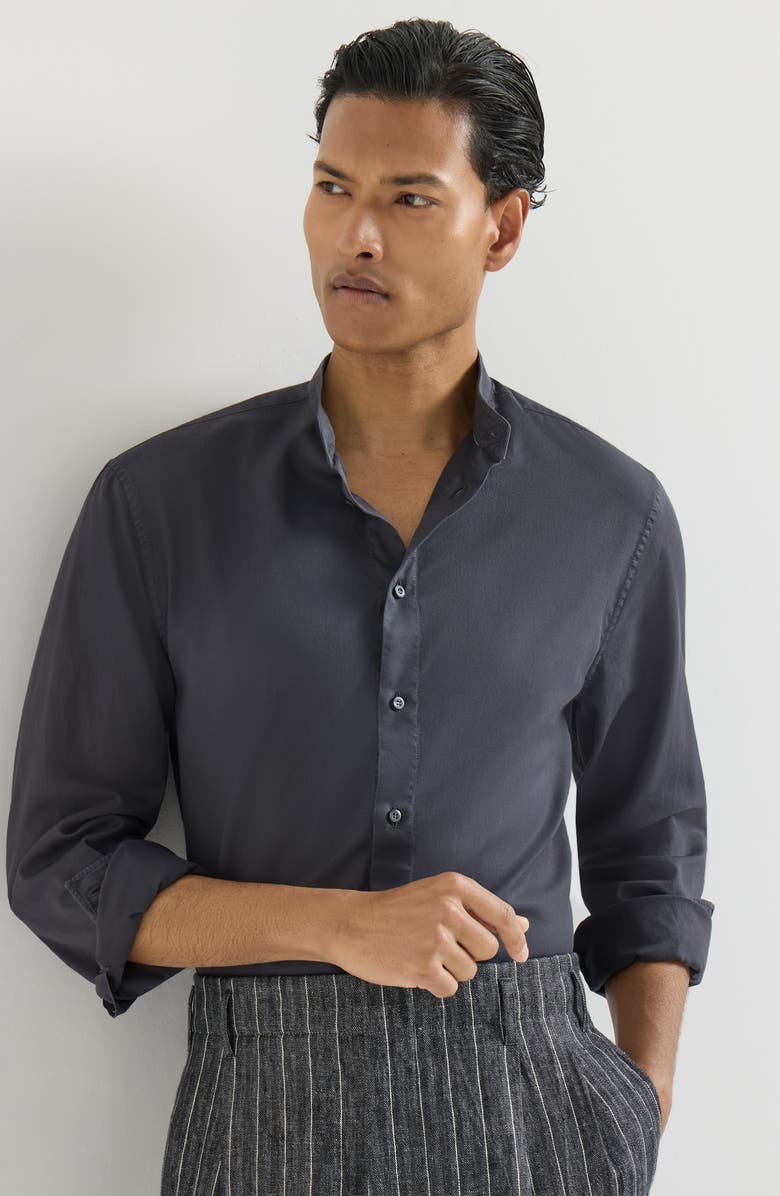 Brunello Cucinelli Garment-dyed shirt, Alternate, color, Anthracite