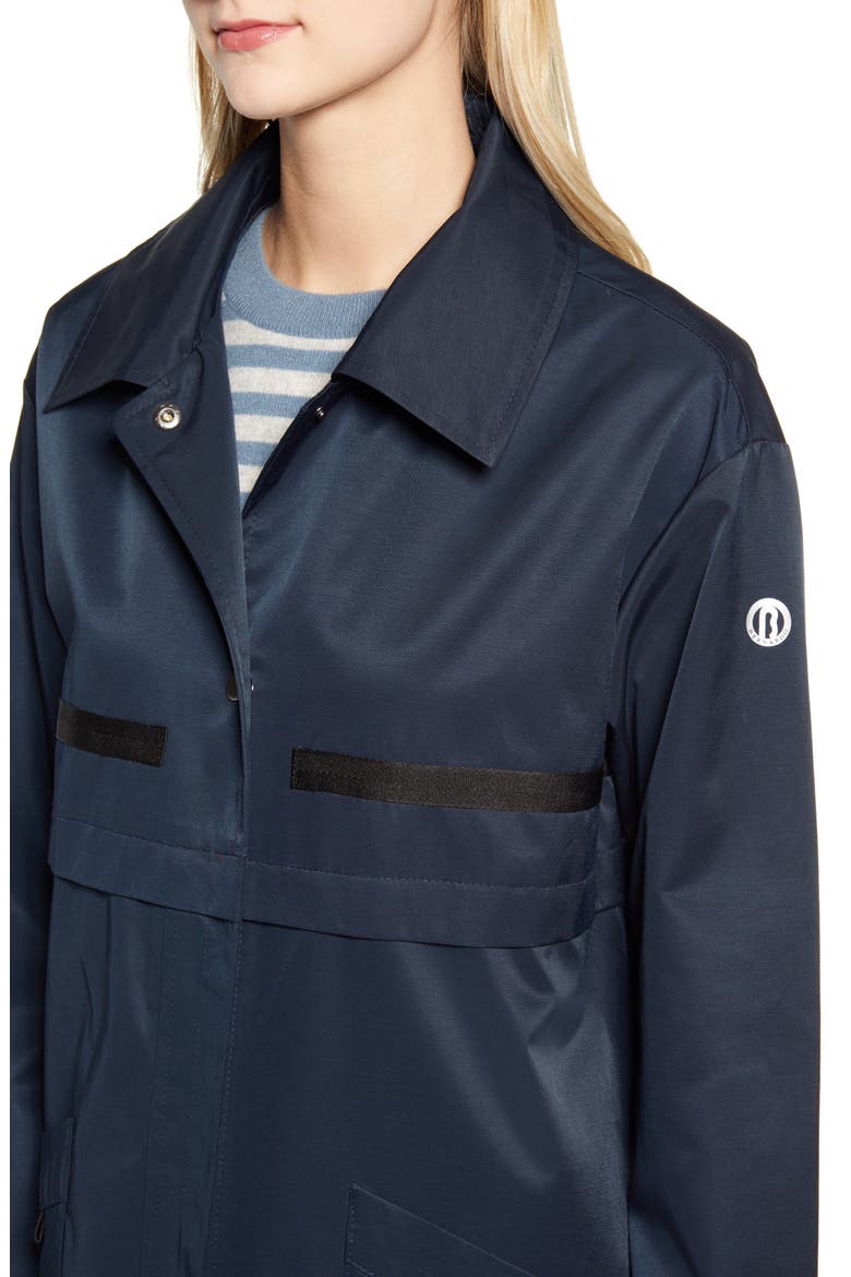 Long Hooded Raincoat, Alternate, color, DARK NAVY