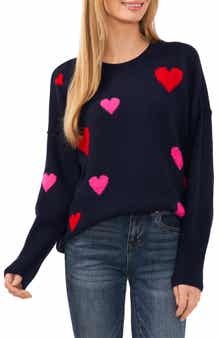 Heart Pattern Intarsia Sweater