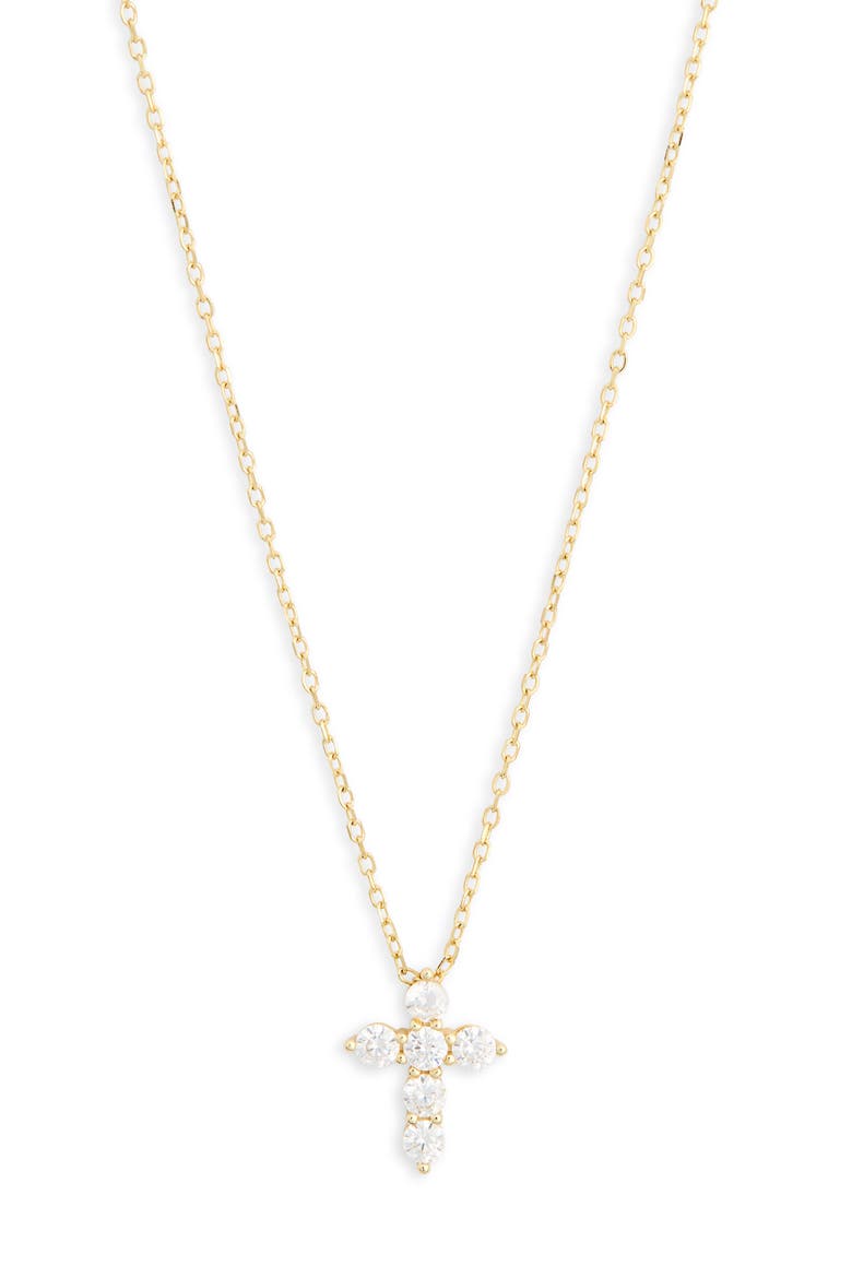 Cubic Zirconia Cross Pendant Necklace, Alternate, color, GOLD