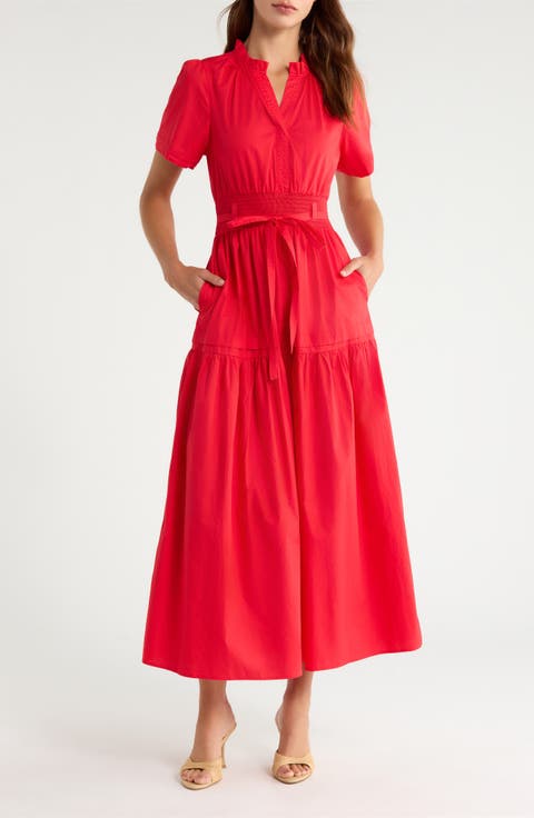 Jennis Belted Cotton Maxi Dress
