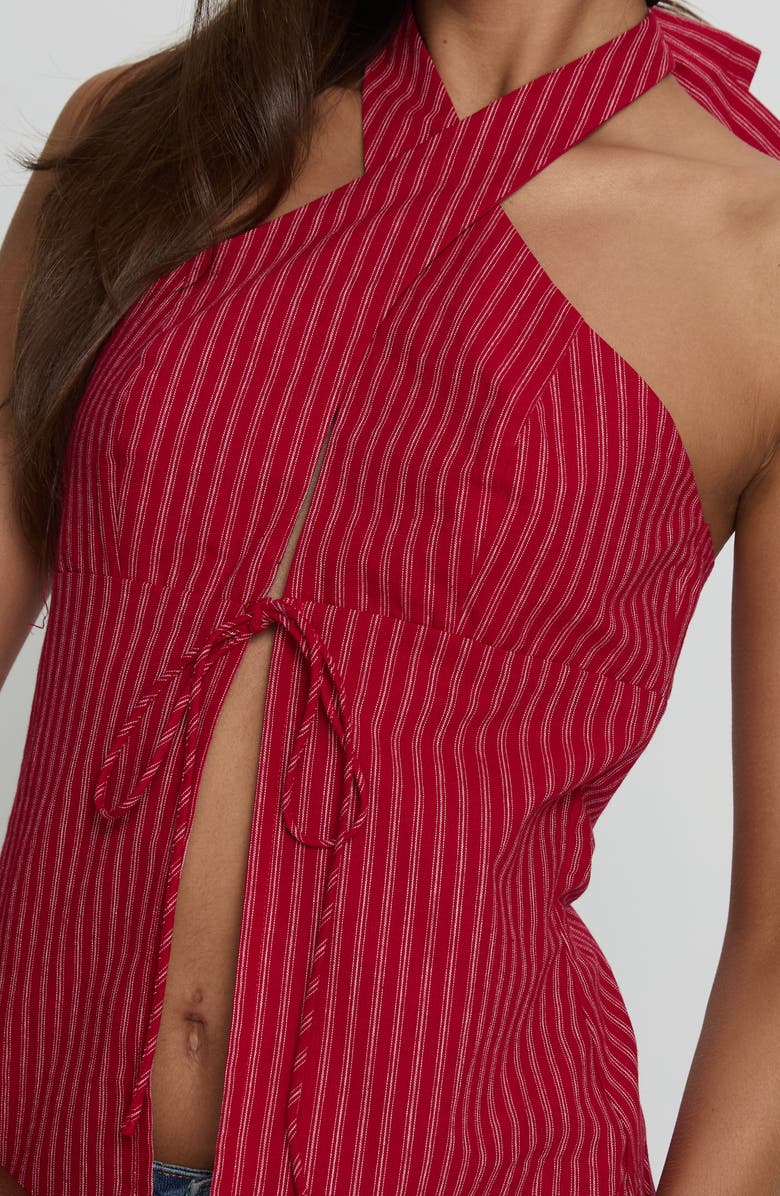Princess Polly Stripe Cotton Cross Strap Halter Top, Alternate, color, 
