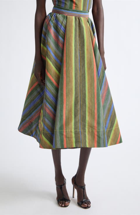 Louie Stripe Midi Skirt