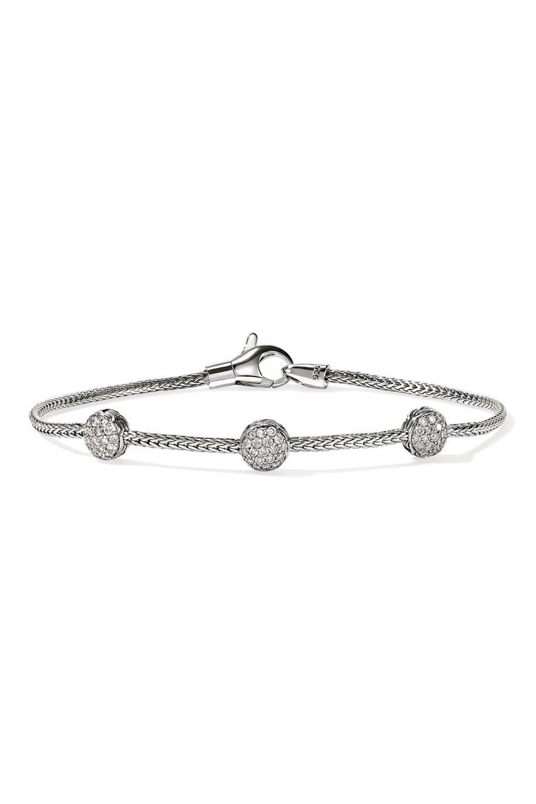 Essentials Diamond Pav9 Station Bracelet, Main, color, SILVER