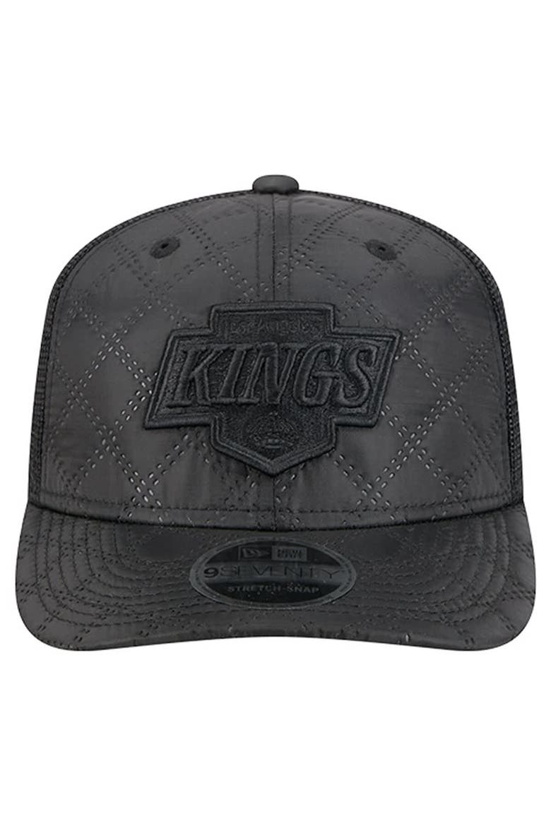 Men's New Era  Black Los Angeles Kings Quilted Nylon 9SEVENTY Adjustable Trucker Hat, Alternate, color, Black