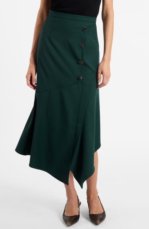 Bristol Asymmetric Midi Skirt in Soft Crepe