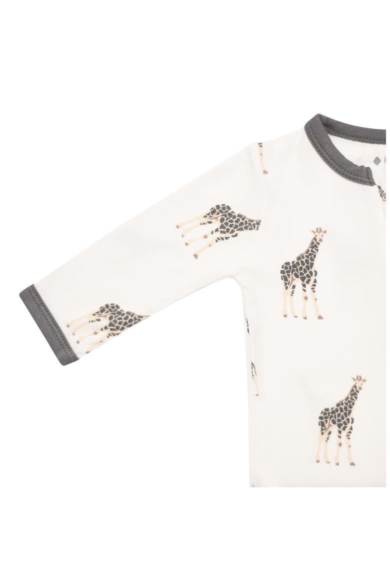 Print Zip-Up Footie, Alternate, color, GIRAFFE