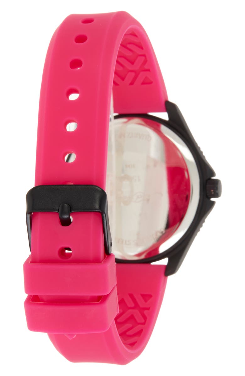 Ed Hardy Silicone Strap Watch, 38mm, Alternate, color, Matte Fuchsia