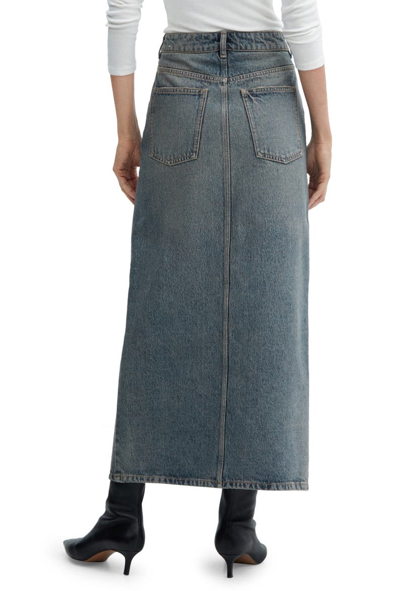 Long Denim Skirt, Alternate, color, DARK VINTAGE BLUE