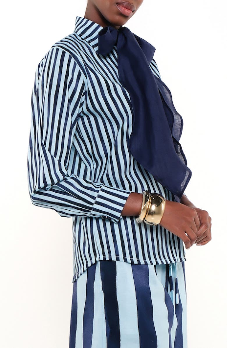 The Lulo Project Olivia Tie Neck Linen Blend Shirt, Alternate, color,