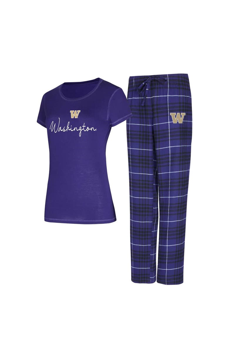 CONCEPTS SPORT Women's Concepts Sport Purple Washington Huskies Vector T-Shirt & Flannel Pants Sleep Set, Main, color, Purple