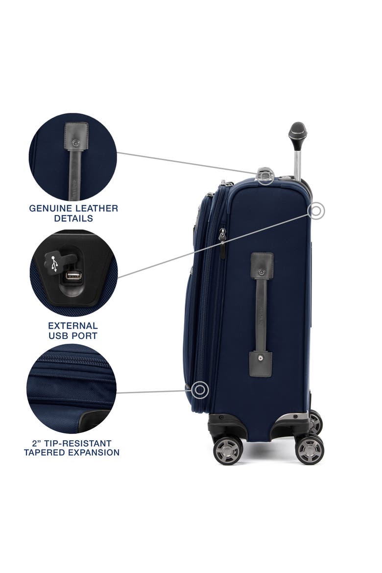 Platinum Elite Softside Expandable 21" Carry On Spinner Luggage, Alternate, color, Dark Blue