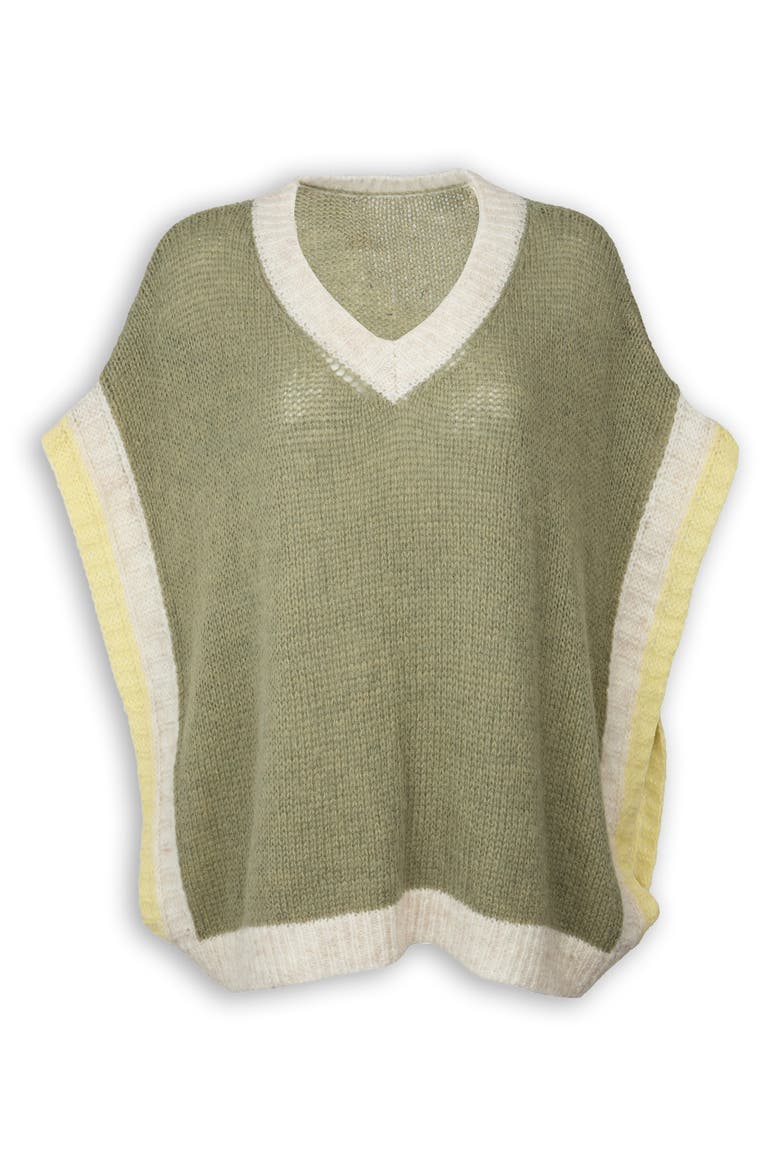 Striped V-Neck Sweater, Main, color, GREEN