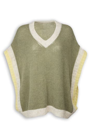 Saachi Striped V-neck Sweater In Green