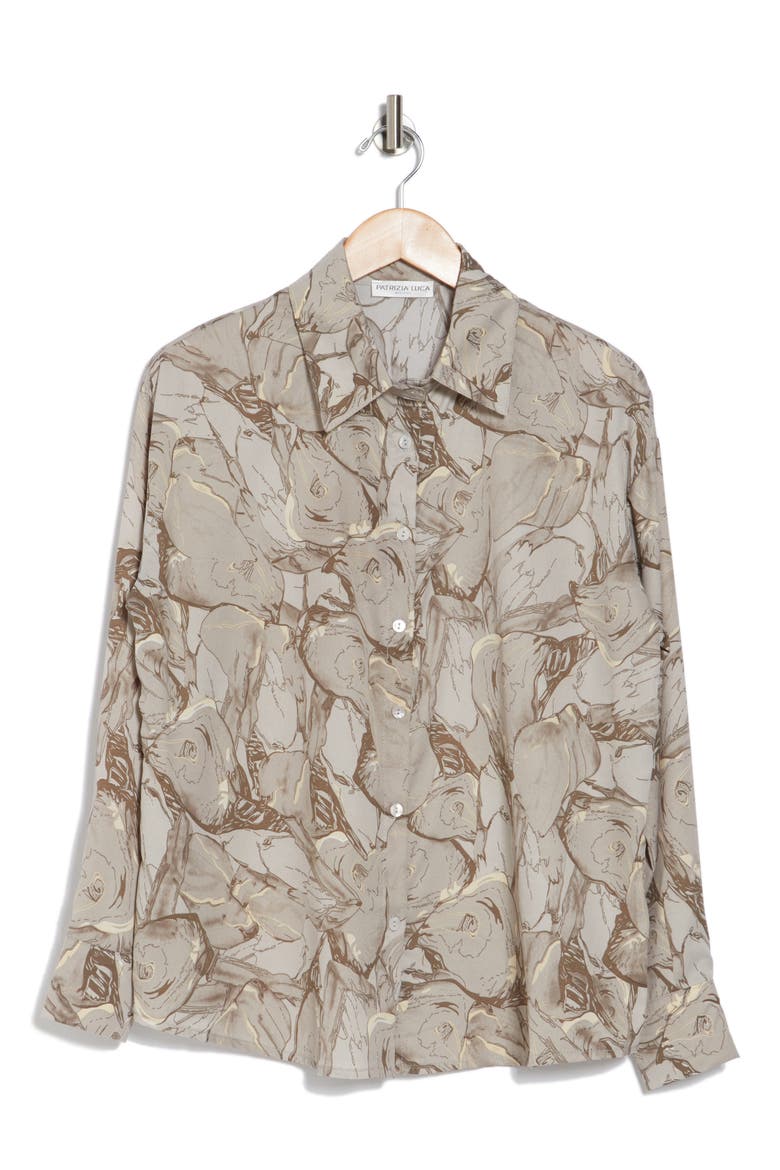 Swirl Print Button-Down Shirt, Alternate, color, GREY