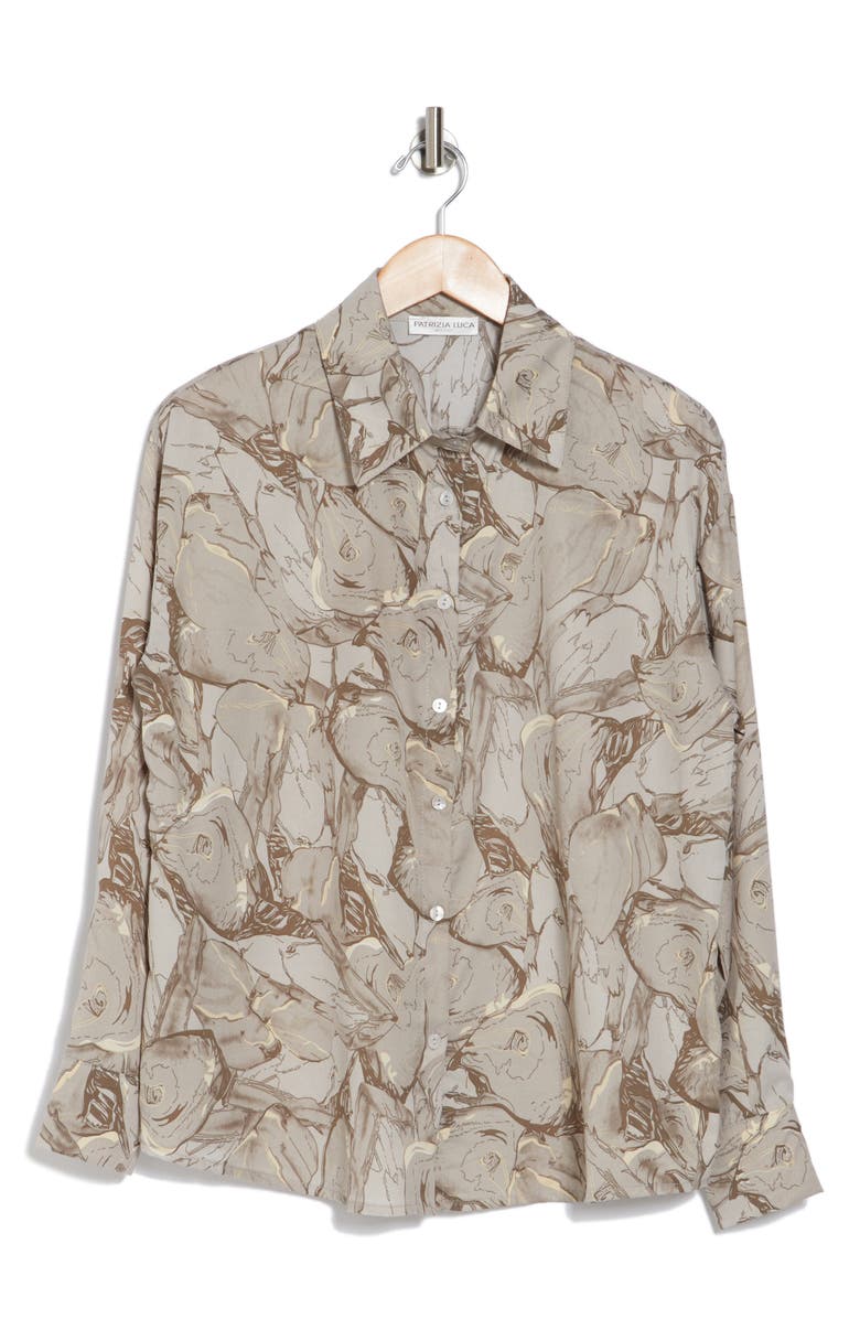 PATRIZIA LUCA Swirl Print Button-Down Shirt, Alternate, color, Grey