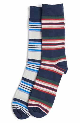 Assorted 2-Pack Summer Stripe Cotton Blend Dress Socks