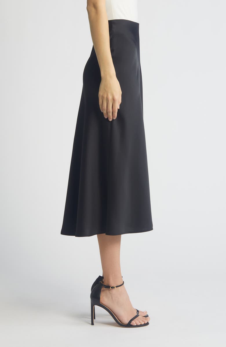 Anne Klein Flared Bias Cut Stretch Satin Skirt, Alternate, color,