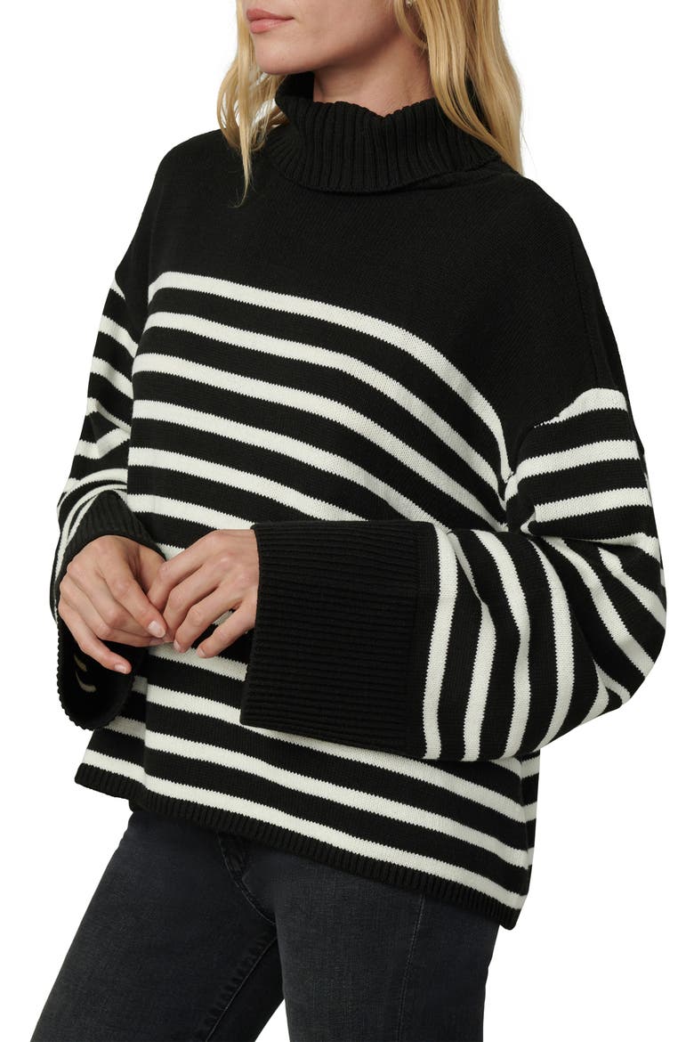 The Penelope Stripe Sweater, Alternate, color, BLACK WITH WHITE S