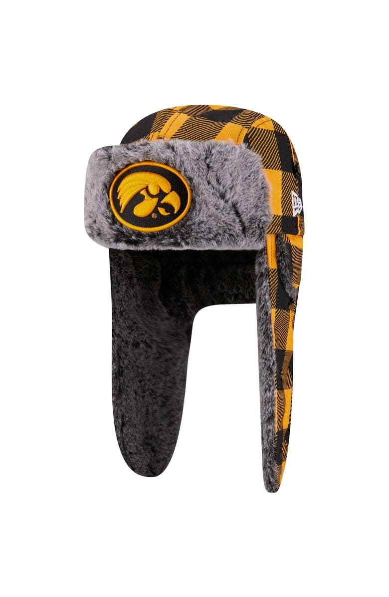 New Era Men's New Era Black Iowa Hawkeyes Plaid Trapper Hat, Alternate, color, 