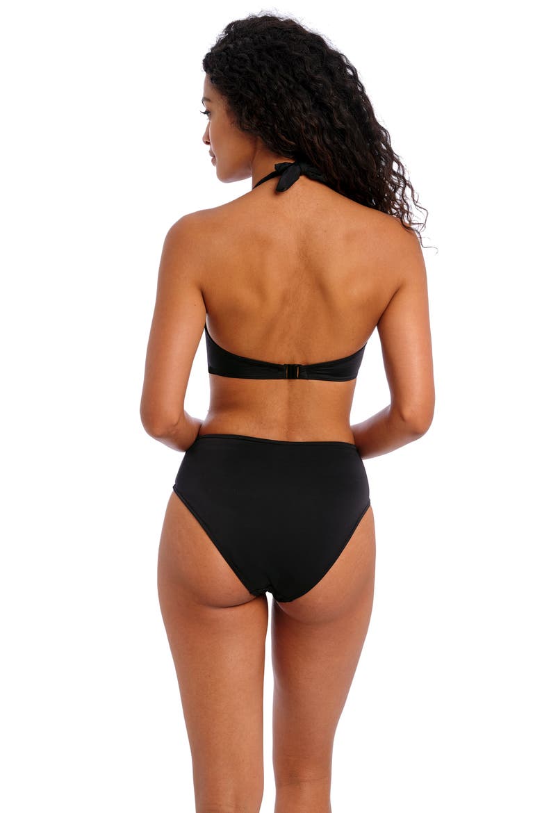 Jewel Cove Underwire Banded Halter Bikini Top, Alternate, color, PLAIN BLACK
