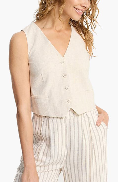 Women's Linen Button Up Vest