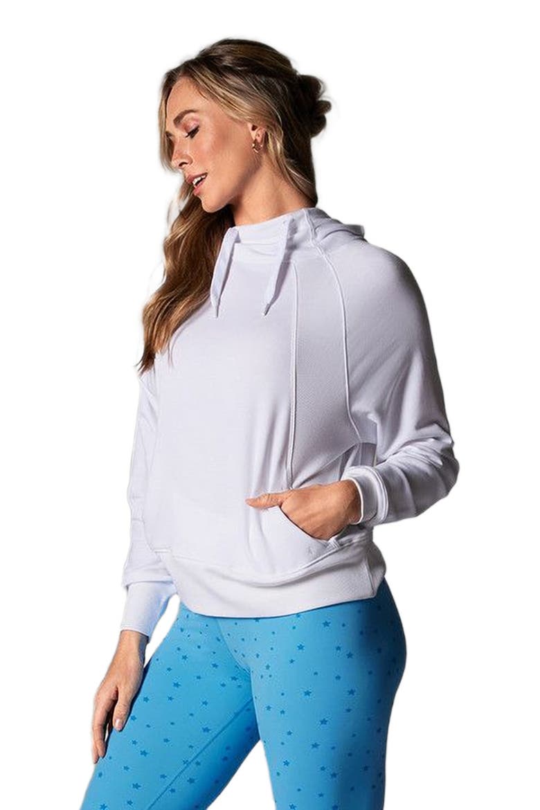 Cozy Paneled Hoodie, Alternate, color, WHITE